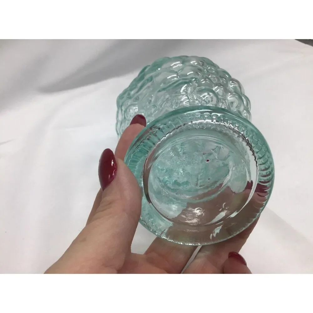 Vintage Pinord Green Glass Embossed Grape Decanter Bottle Carafe Cruet Italy